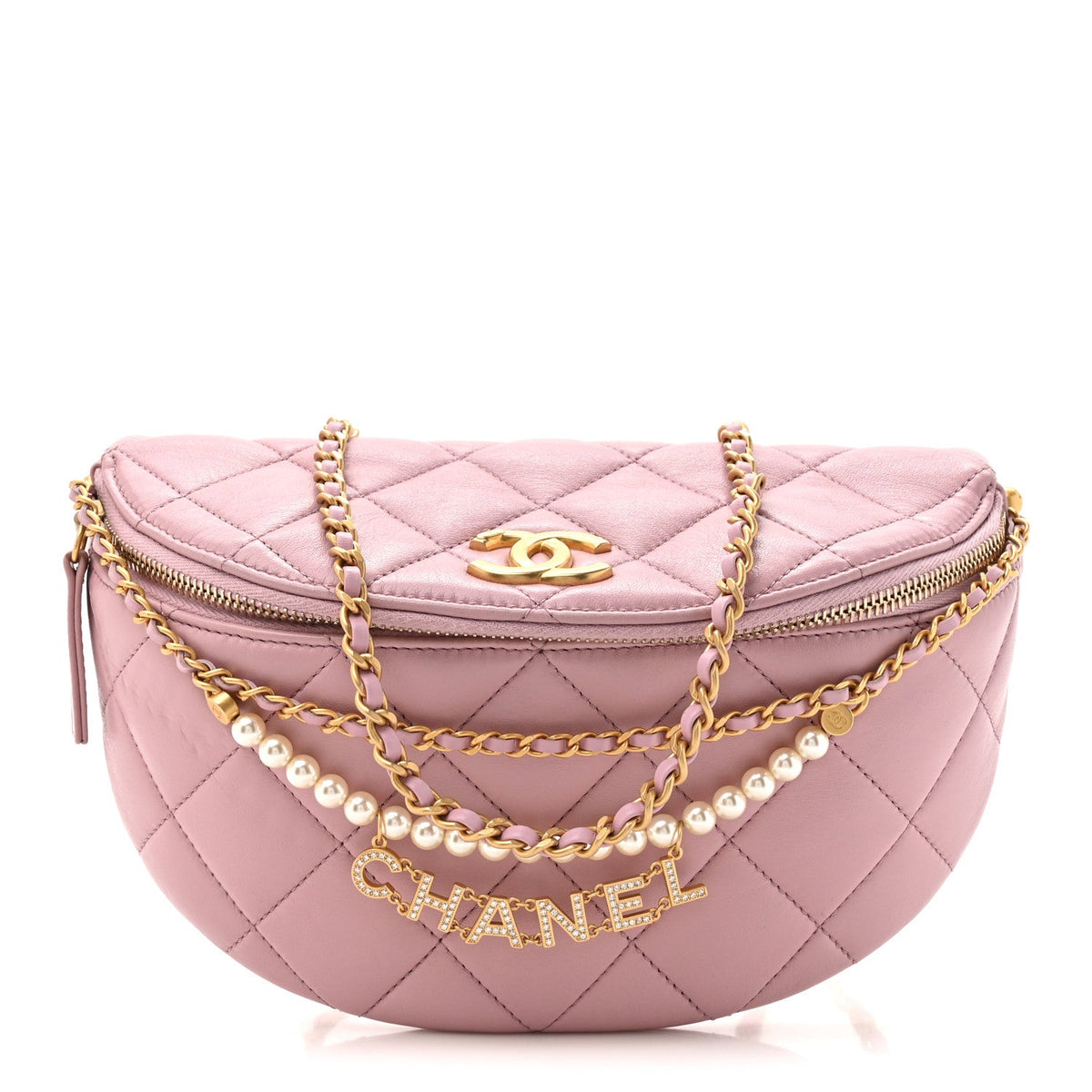 Quilted Lambskin Belt Bag - Pink