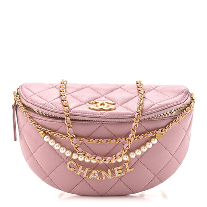 Quilted Lambskin Belt Bag - Pink