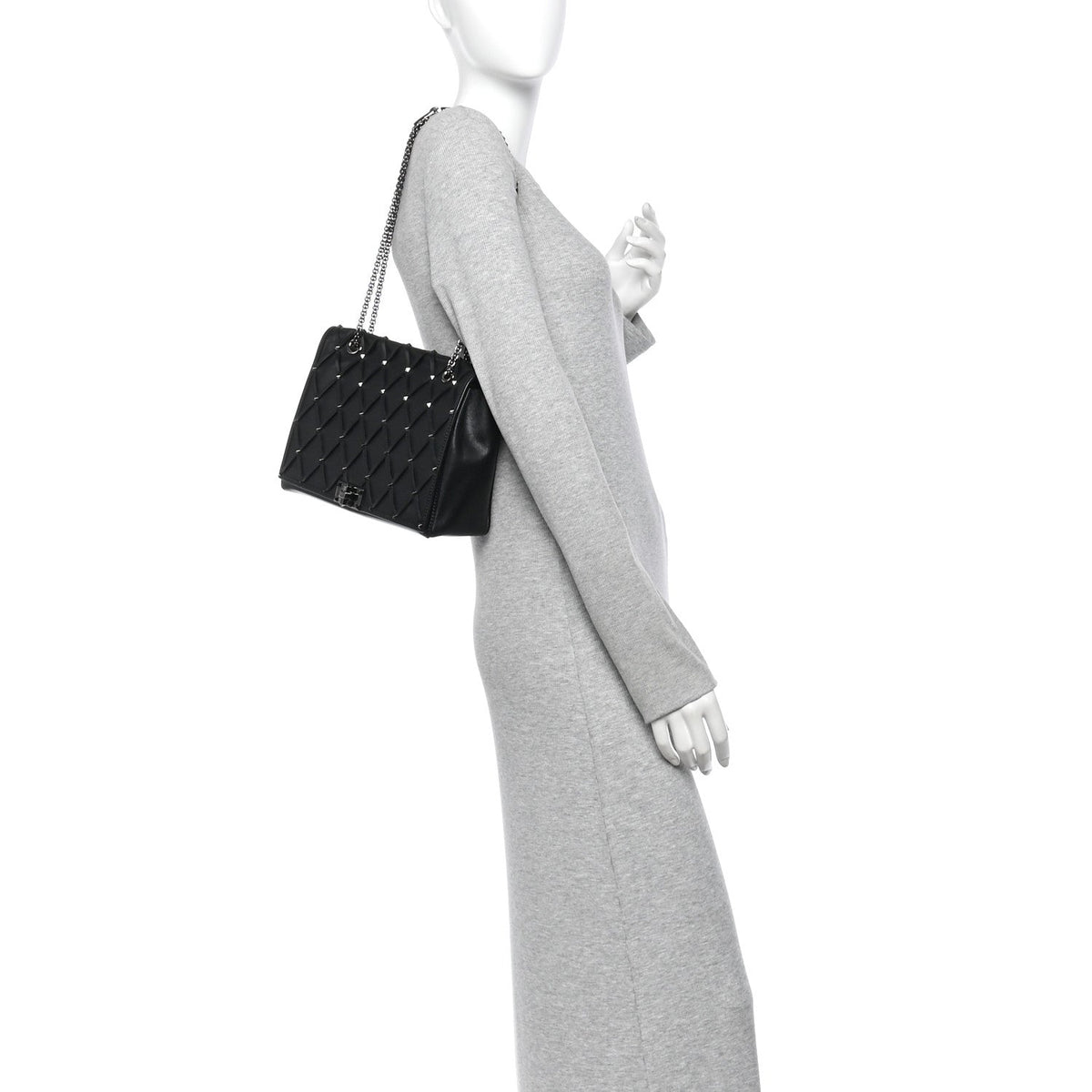 Quilted Calfskin Shoulder Bag - Black