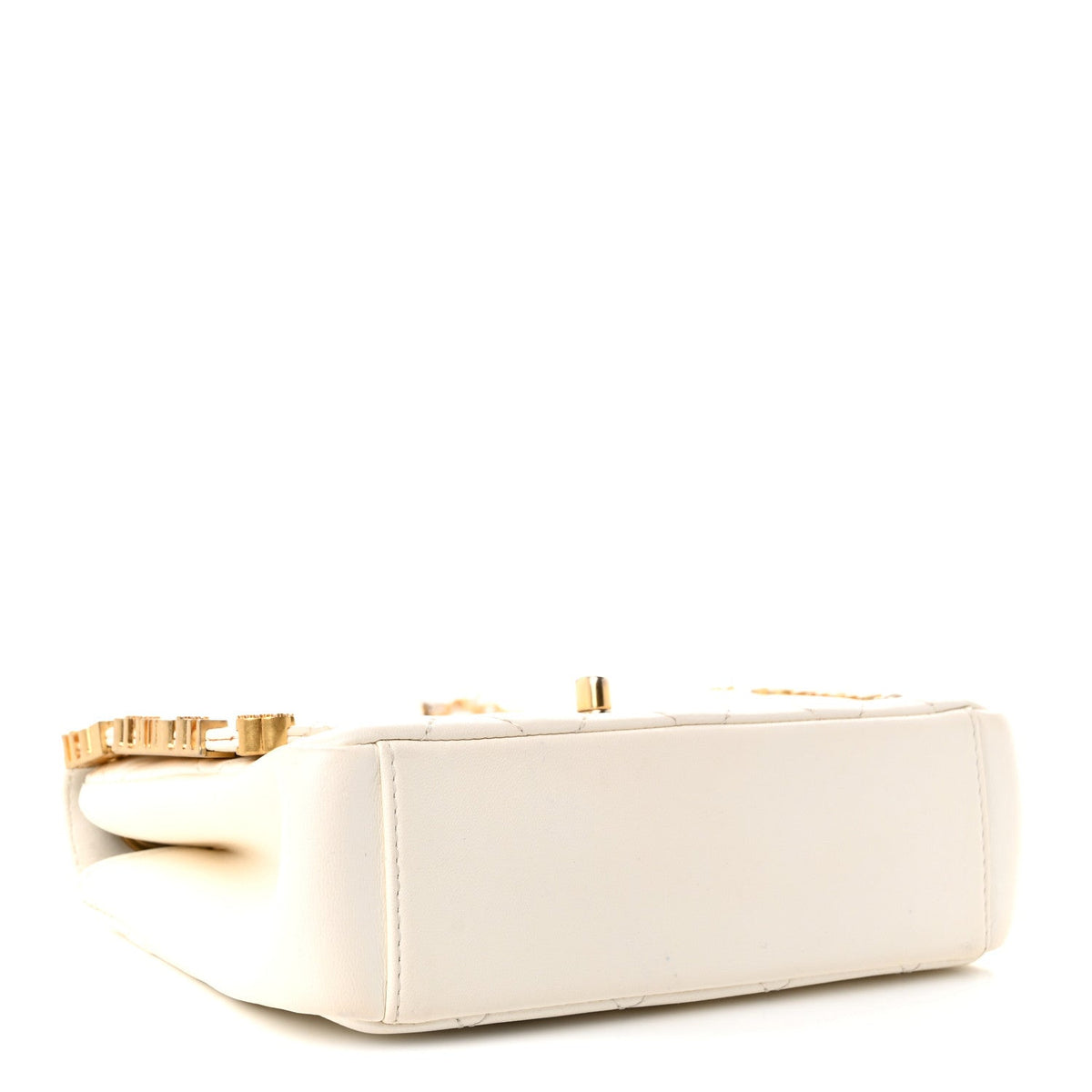Mini Quilted Lambskin Flap Shoulder Bag - White