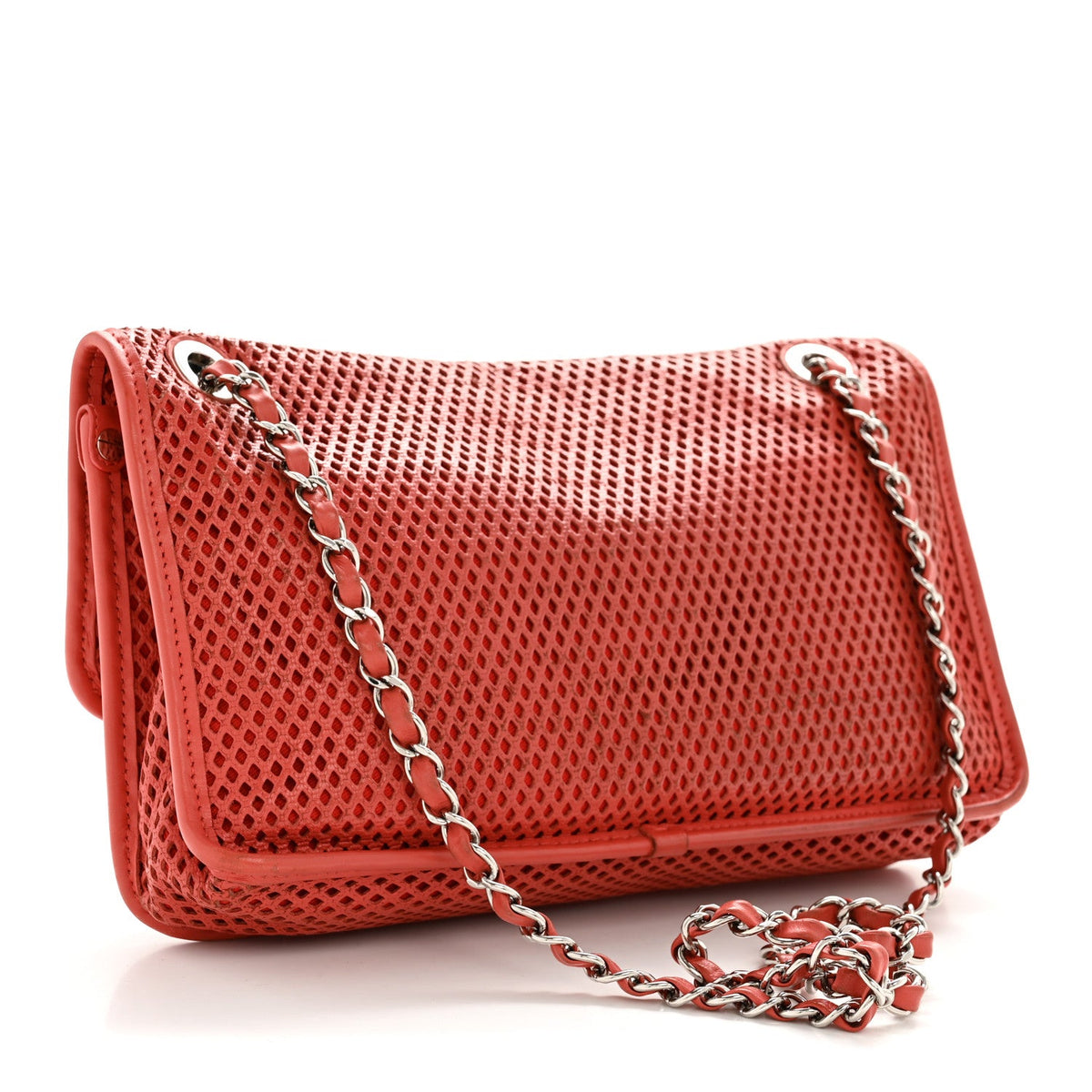 Large Calfskin Flap Shoulder Bag - Red