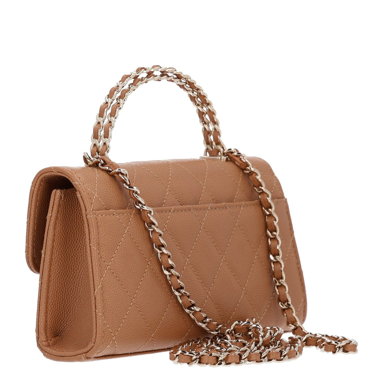 Quilted Caviar Handbag - Beige