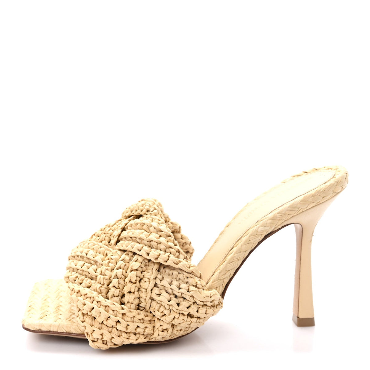 Bottega Venetaraffia Intrecciato Lido Mule Sandals Cane Sugar