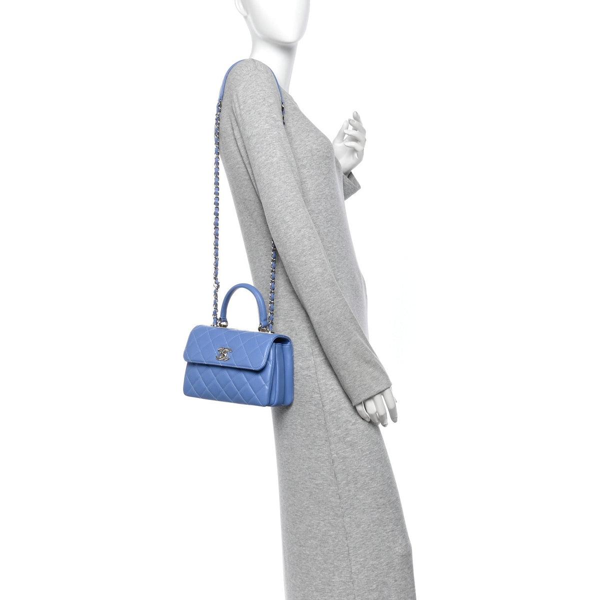 Mini Quilted Lambskin Flap Shoulder Bag - Light Blue