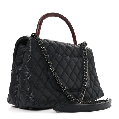 Small Quilted Caviar Flap Shoulder Bag - Blue