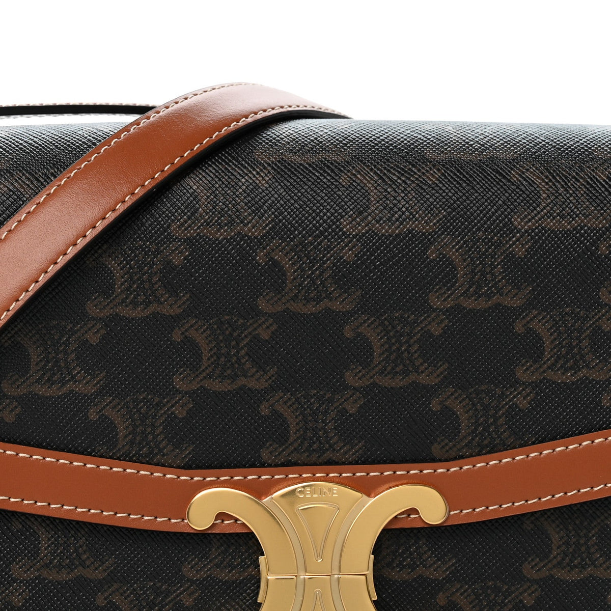 Calfskin Canvas Handbag - Tan