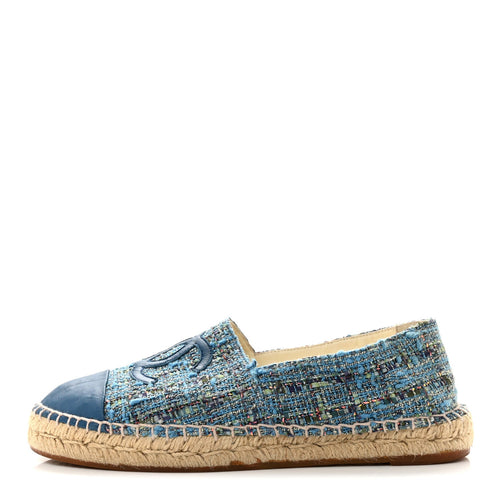 Tweed Lambskin CC Espadrilles Blue