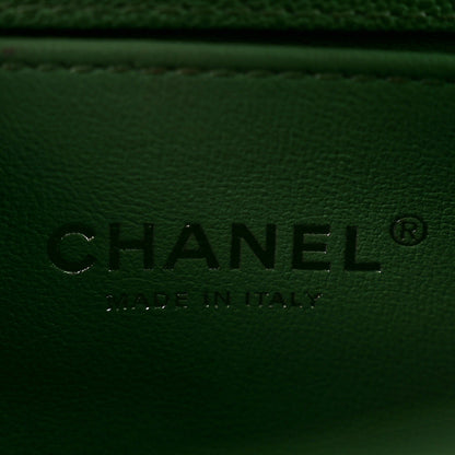 Small Quilted Caviar Flap Shoulder Bag - Green