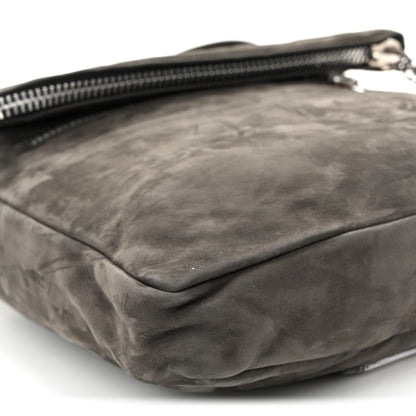 Calfskin Suede Crossbody Bag - Black