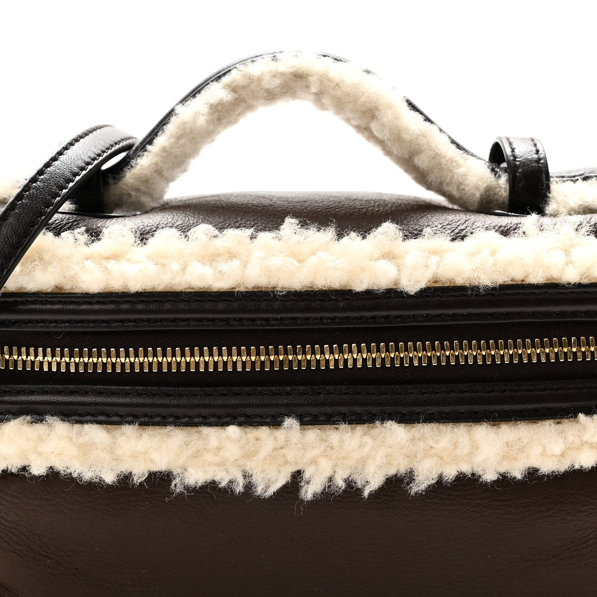Calfskin Shearling Handbag - Brown