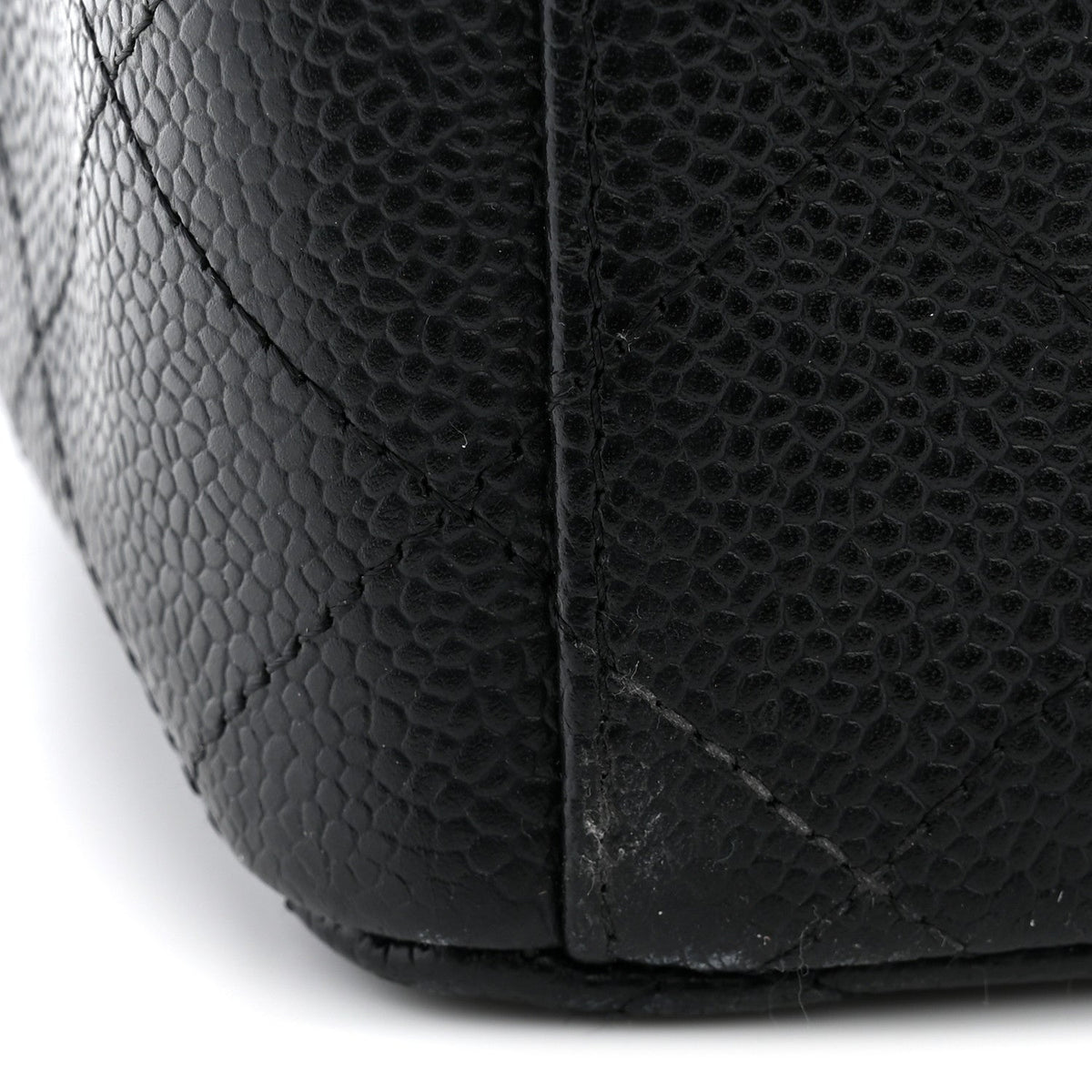Maxi Quilted Caviar Flap Shoulder Bag - Black
