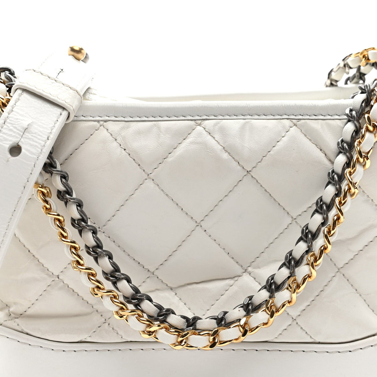 Small Quilted Calfskin Hobo Bag - White