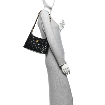 Quilted Lambskin Hobo Bag - Black