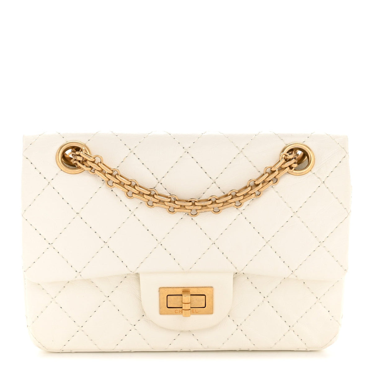 Mini Quilted Calfskin Flap Shoulder Bag - White