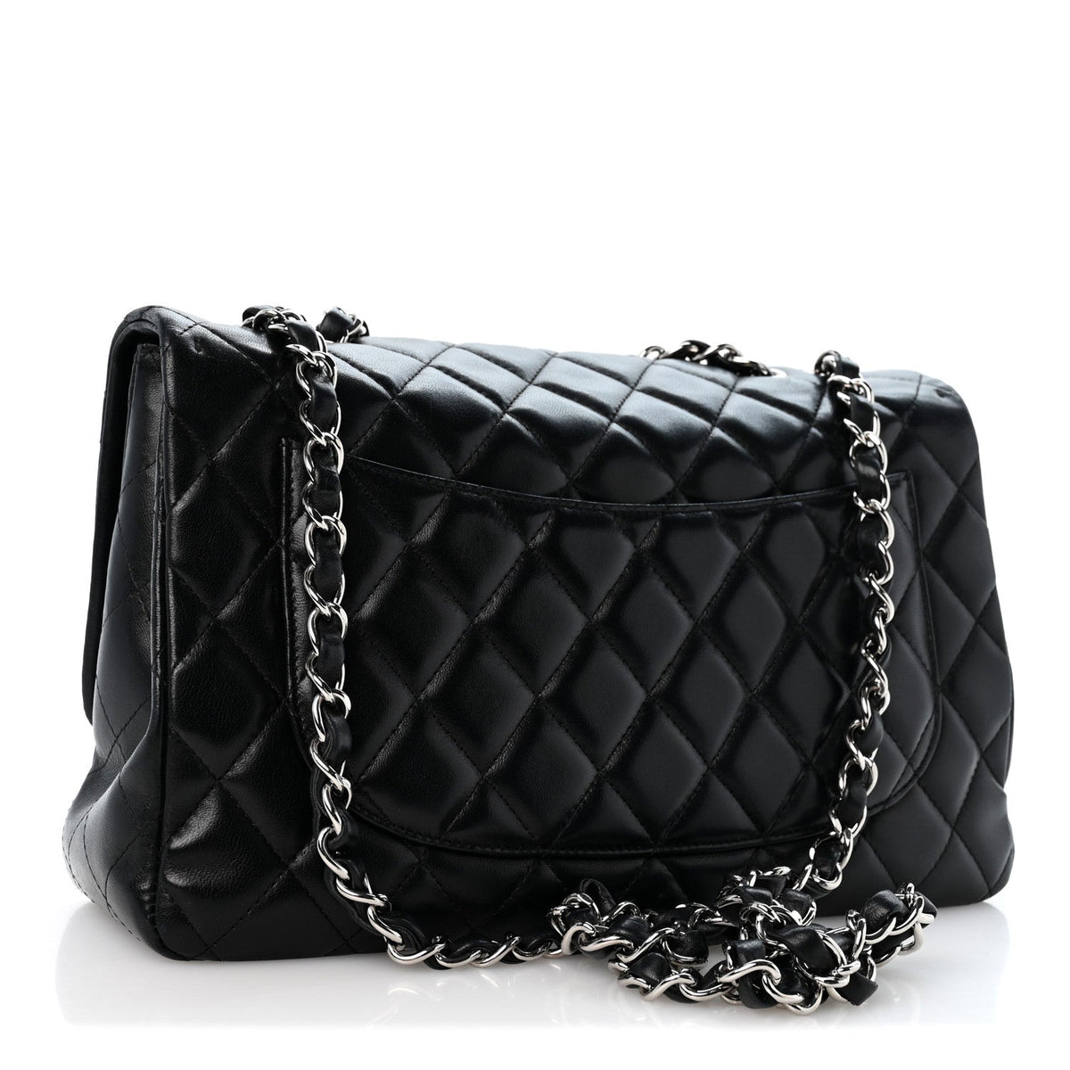 Quilted Lambskin Flap Shoulder Bag - Black