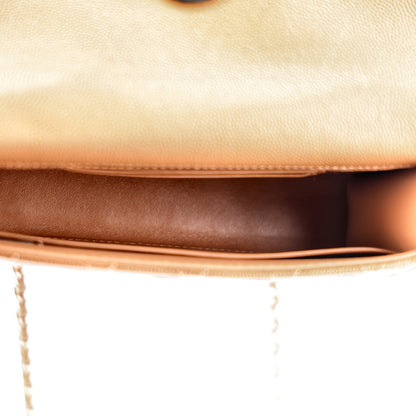 Quilted Caviar Handbag - Beige