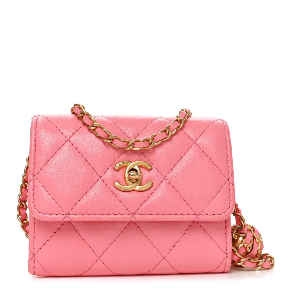 Quilted Lambskin Handbag - Pink