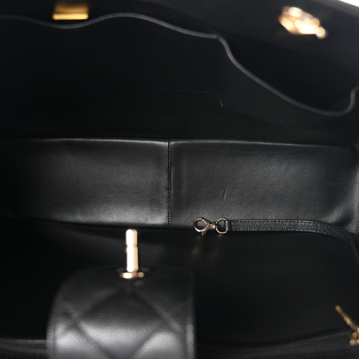Small Quilted Caviar Tote Bag - Black