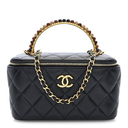 Small Quilted Lambskin Handbag - Black