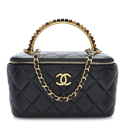 Small Quilted Lambskin Handbag - Black