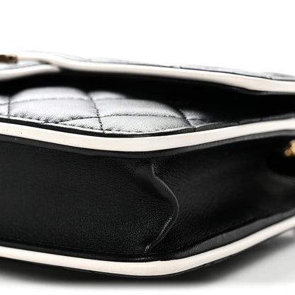 Mini Quilted Lambskin Flap Shoulder Bag - Black