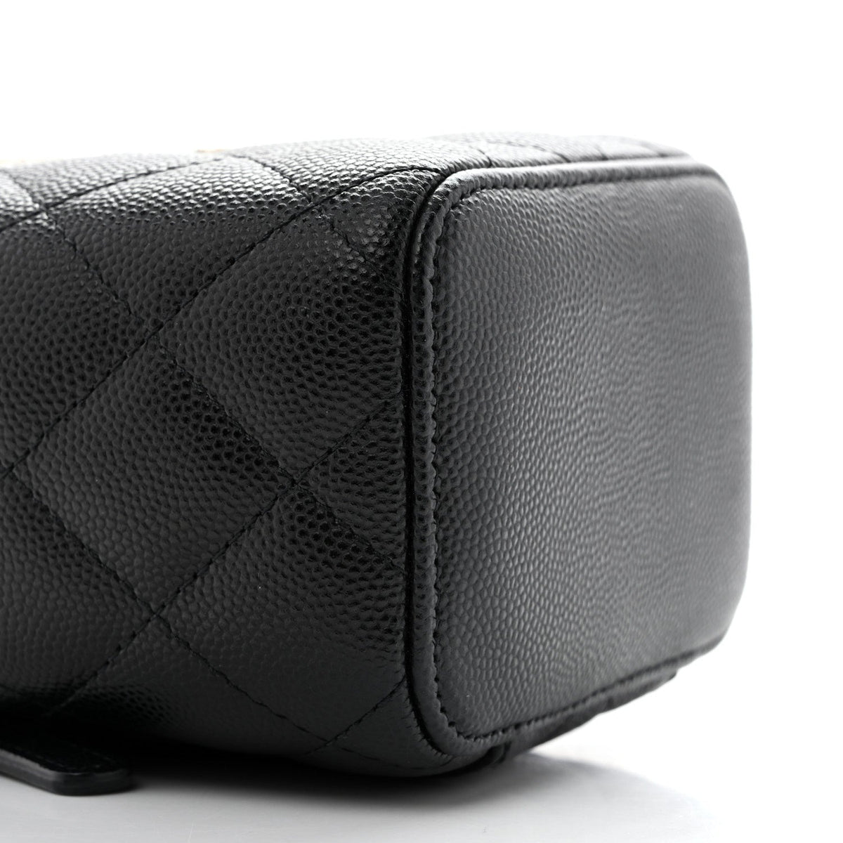 Mini Quilted Caviar Handbag - Black