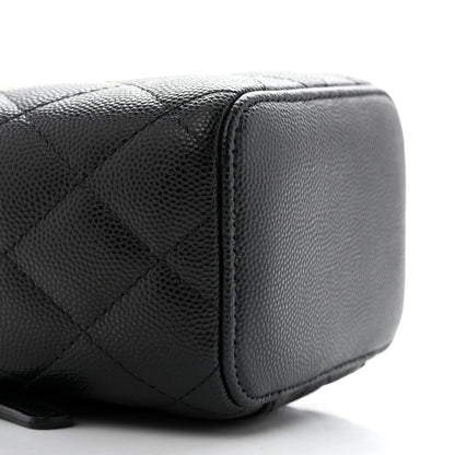 Mini Quilted Caviar Handbag - Black