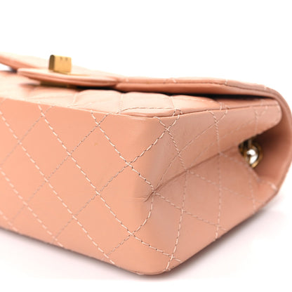 Mini Quilted Calfskin Flap Shoulder Bag - Beige