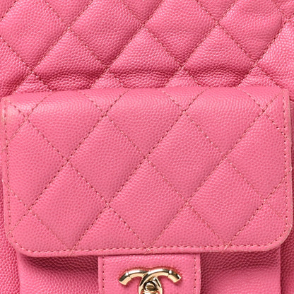 Small Quilted Caviar Backpack - Pink