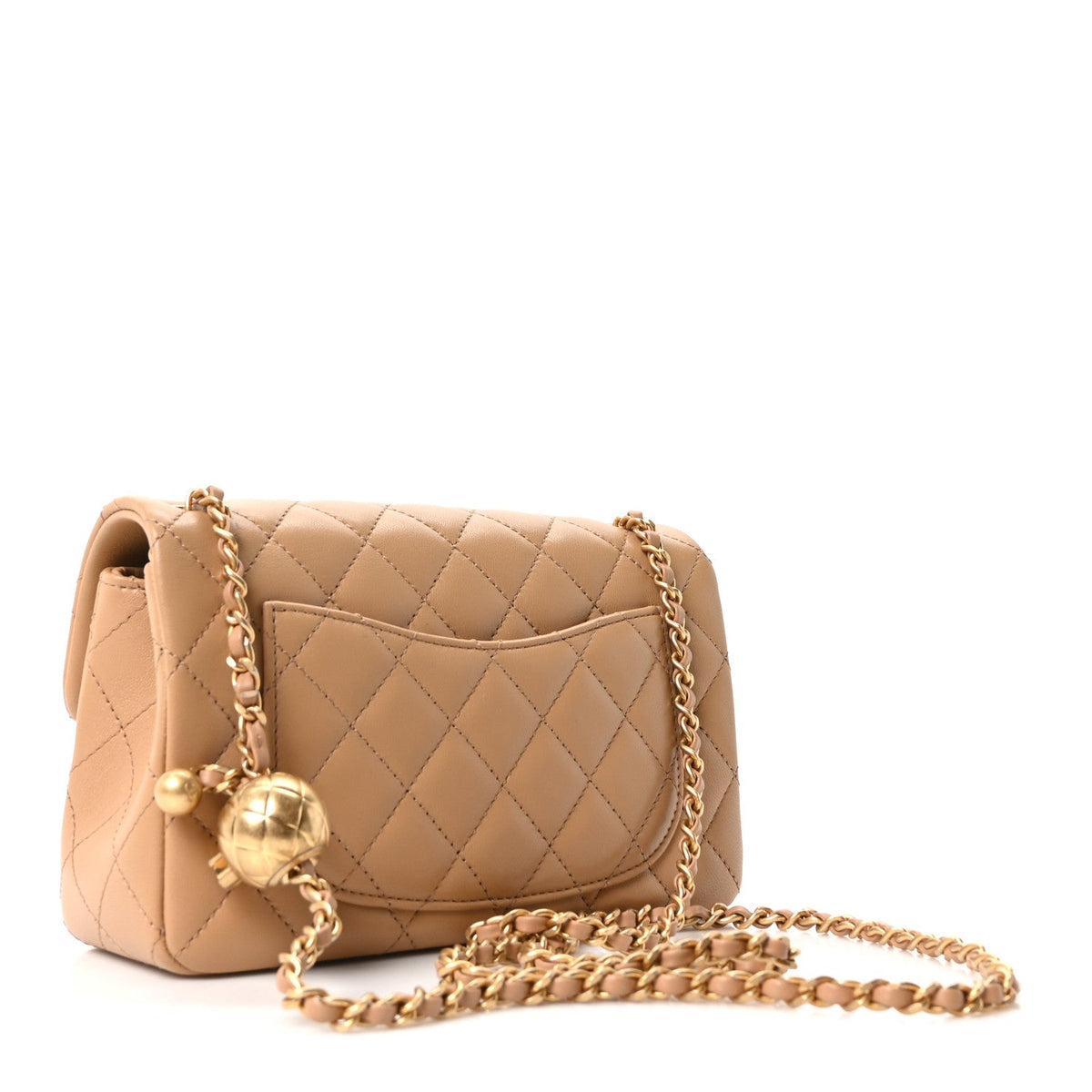 Mini Quilted Lambskin Flap Shoulder Bag - Tan