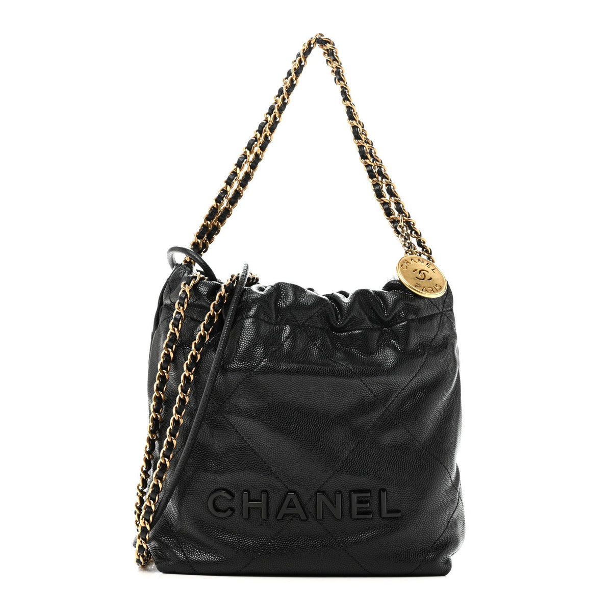 Mini Quilted Caviar Handbag - Black