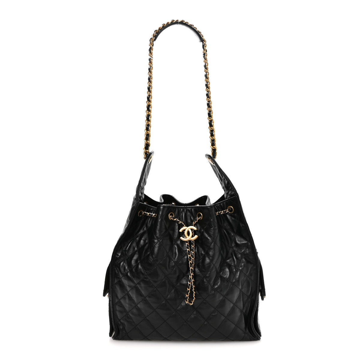 Medium Quilted Calfskin Handbag - Black