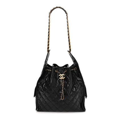 Medium Quilted Calfskin Handbag - Black