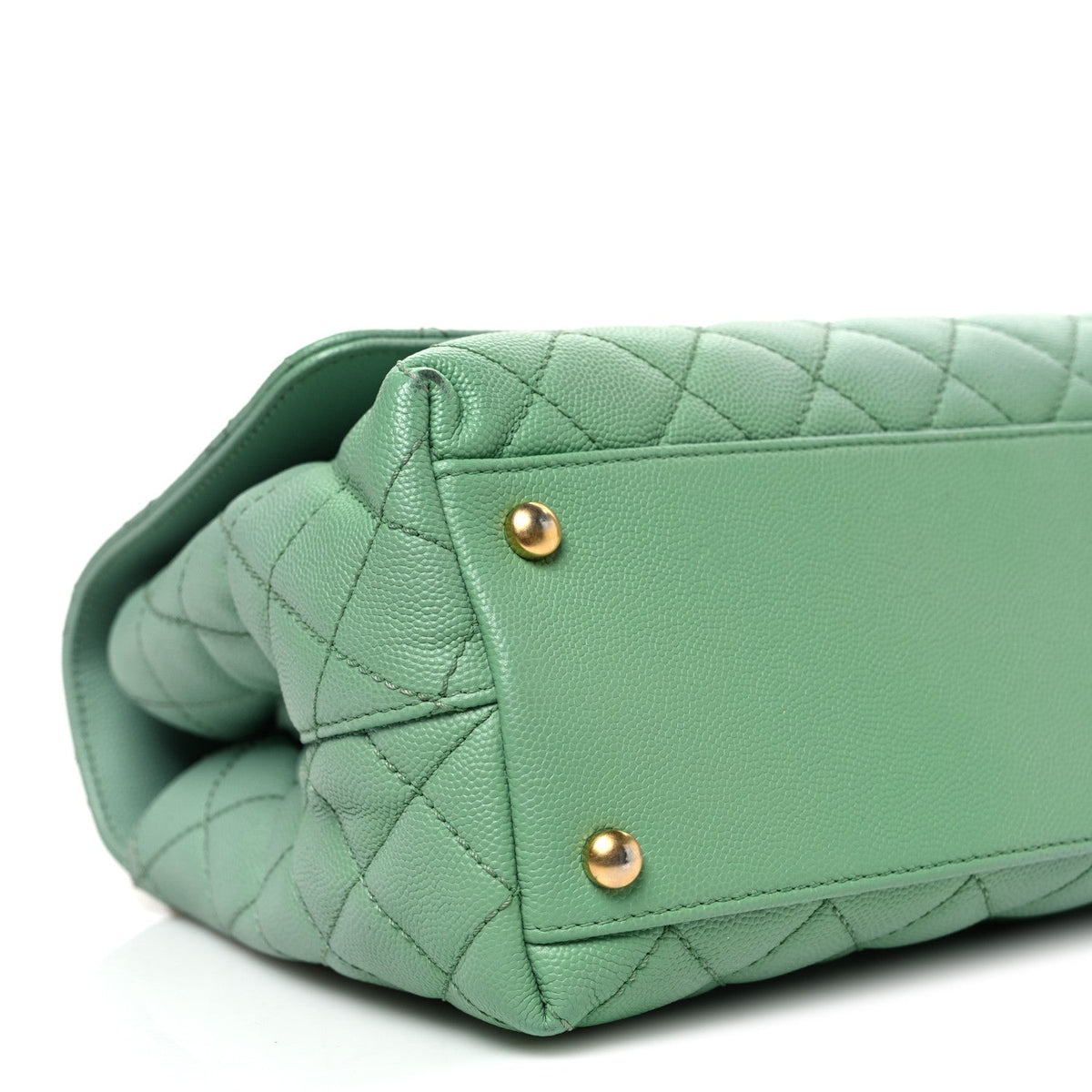 Small Quilted Caviar Flap Shoulder Bag - Light Green
