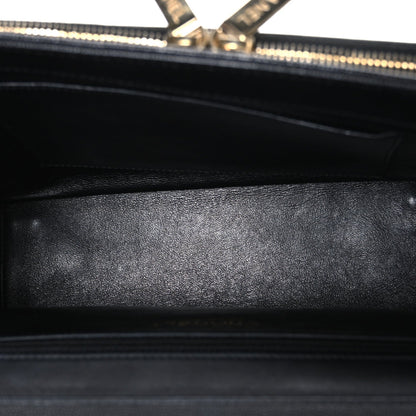 Large Quilted Caviar Flap Shoulder Bag - Black