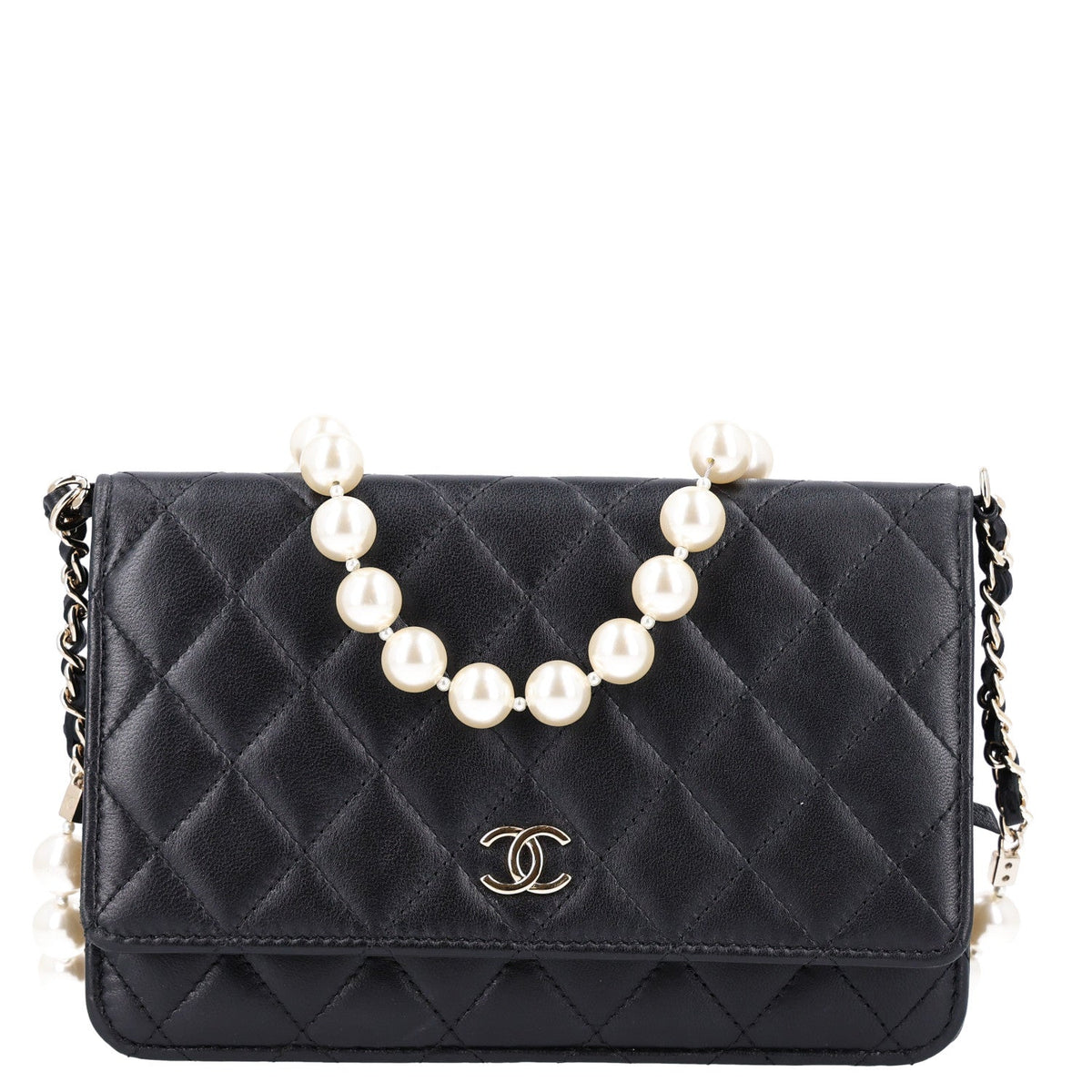 Quilted Lambskin Wallet Bag - Black