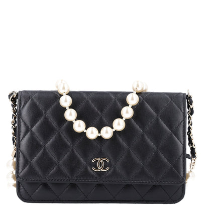 Quilted Lambskin Wallet Bag - Black