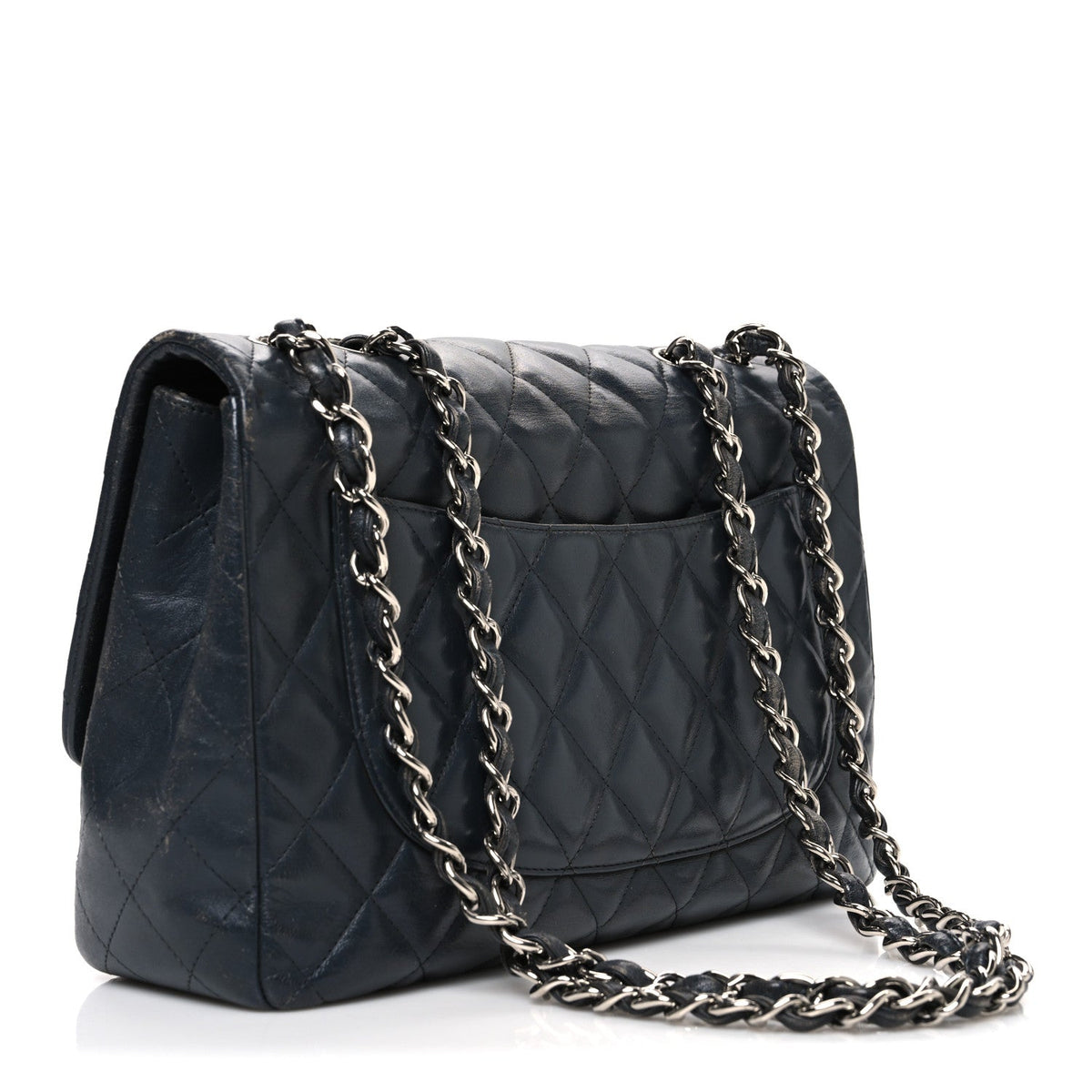 Quilted Lambskin Flap Shoulder Bag - Grey
