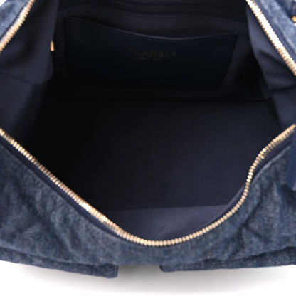 Large Quilted Hobo Bag - Blue