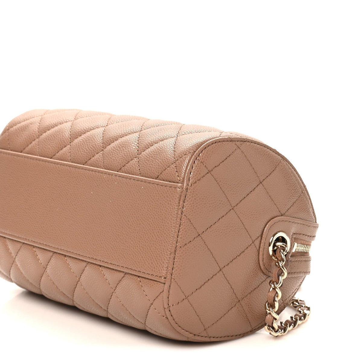Quilted Caviar Clutch Bag - Brown