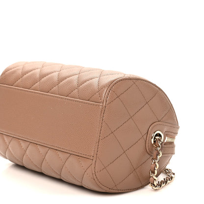 Quilted Caviar Clutch Bag - Brown