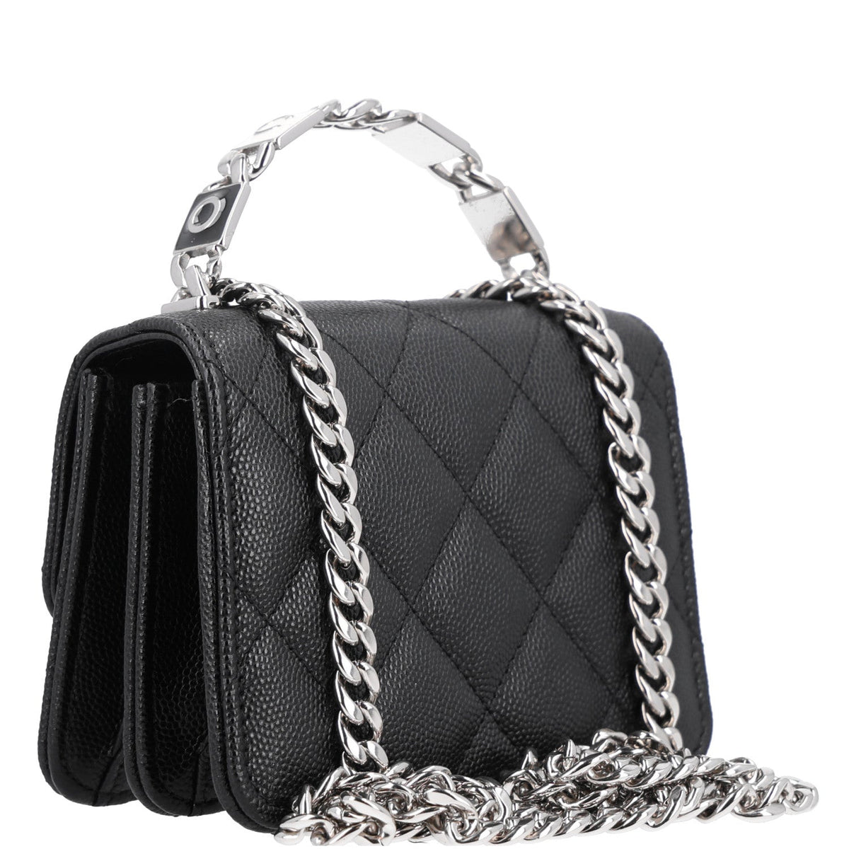 Quilted Caviar Clutch Bag - Black