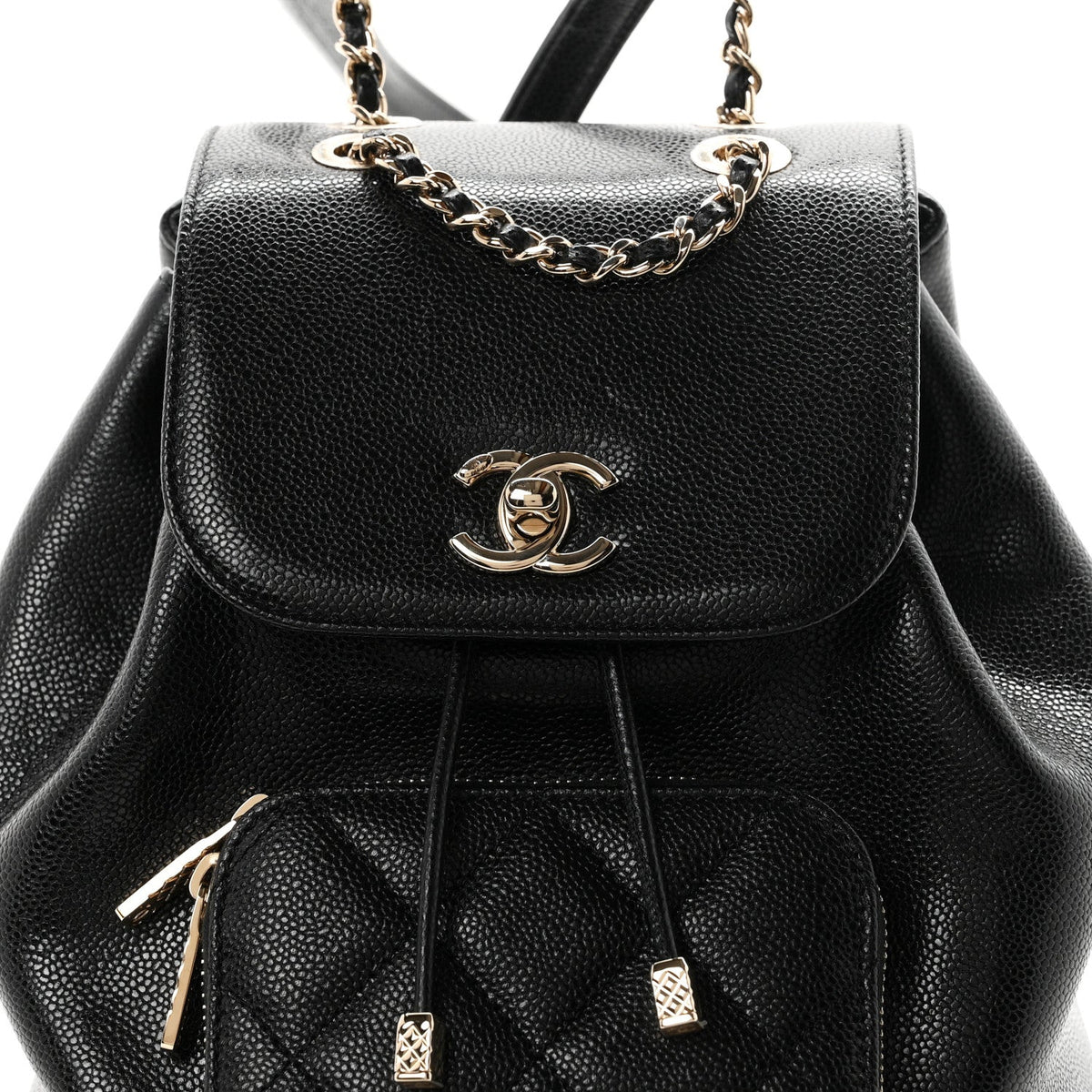 Mini Quilted Caviar Backpack - Black