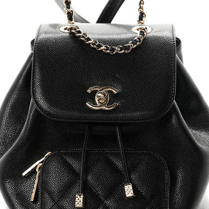 Mini Quilted Caviar Backpack - Black