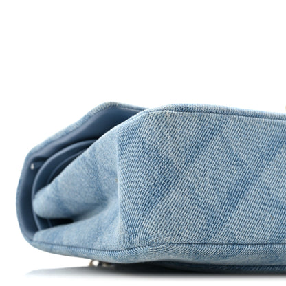 Medium Quilted Flap Shoulder Bag - Light Blue