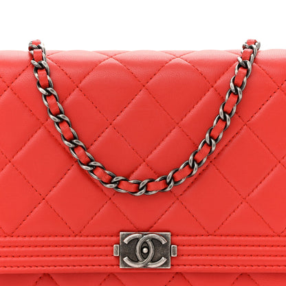 Quilted Lambskin Wallet Bag - Red