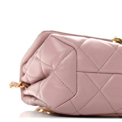 Small Quilted Lambskin Flap Shoulder Bag - Pink