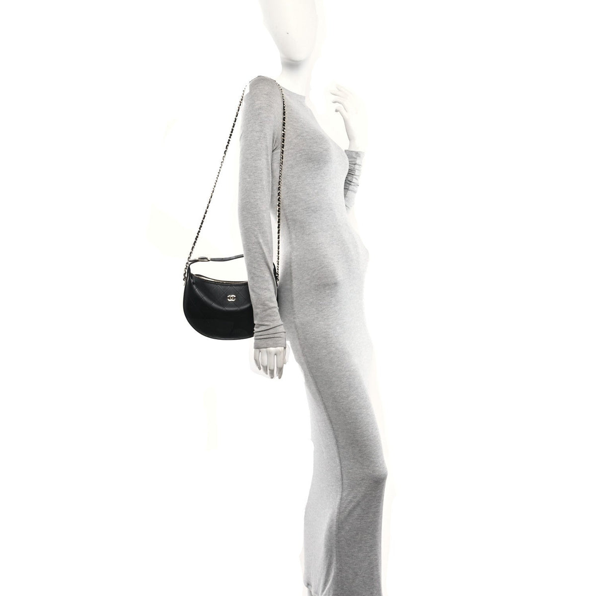 Quilted Lambskin Hobo Bag - Black