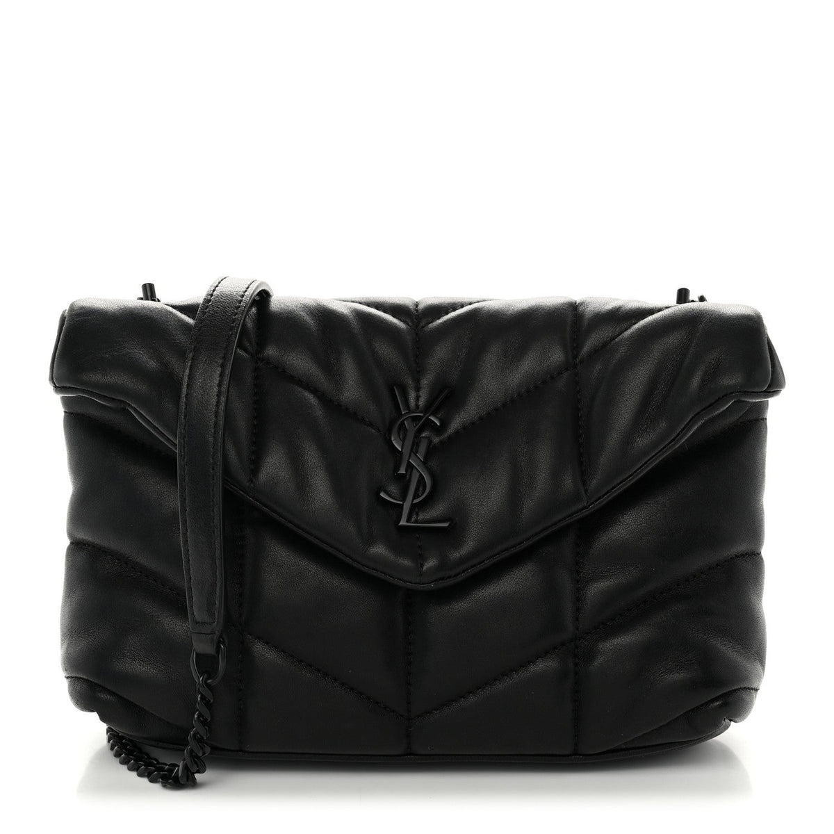 Quilted Lambskin Satchel Bag - Black