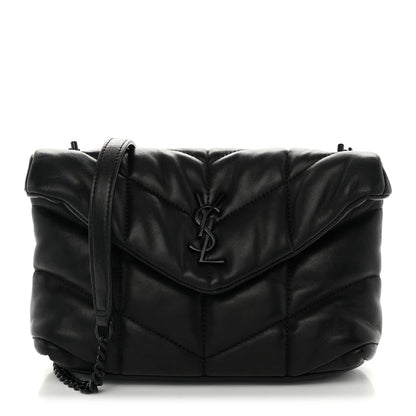 Quilted Lambskin Satchel Bag - Black